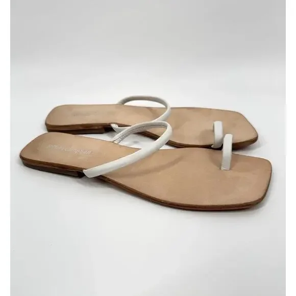 Jeffery Campbell Darby Sandals Size 8 All Leather Toe Ring White Shoes Flip Flop - Picture 2 of 6